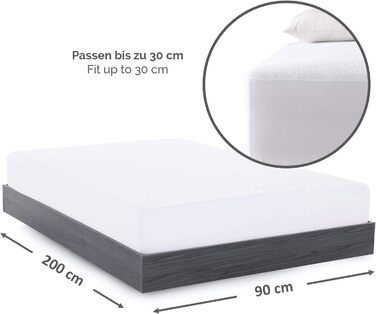 Alreya Waterproof Mattress Protector Breathable Cover with All-Round Cover 90 cm x 200 cm (2-Pack) Mattress Topper without Crinkling, Cotton Mattress Protector