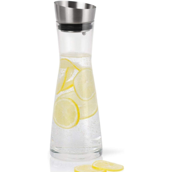 blomus -ALDOA- Water carafe, glass vessel, elegant, classic stainless steel lid, 900ml, color Clear (63169)