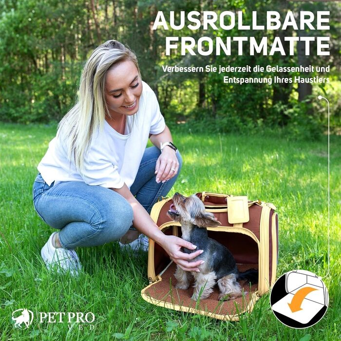 Транспортна переноска для котів та собак, переноска для маленьких собак та котів, коричнева (42 x 29 x 28 см)