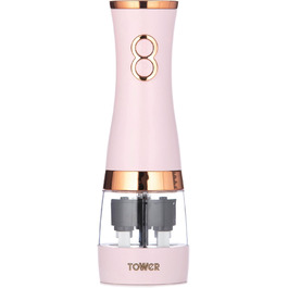 Електричні мельниці для солі та перцю Tower, рожево-золоті, з регульованими керамічними жорнами, T847004PNK Marshmallow Pink