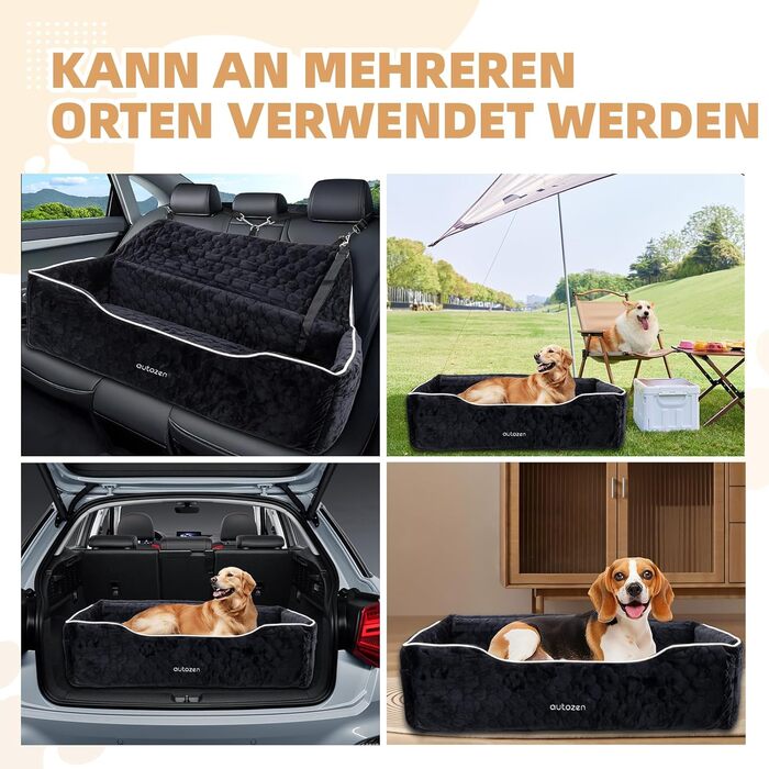 AutoZen Dog Car Seat for Medium to Large Dogs up to 54 lbs - Removable & Washable - Black