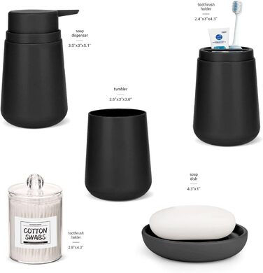 Набір аксесуарів для ванної кімнати IMAVO 4 шт. (Зелений): тримач для зубних щіток, стаканчик, дозатор мила, мильниця