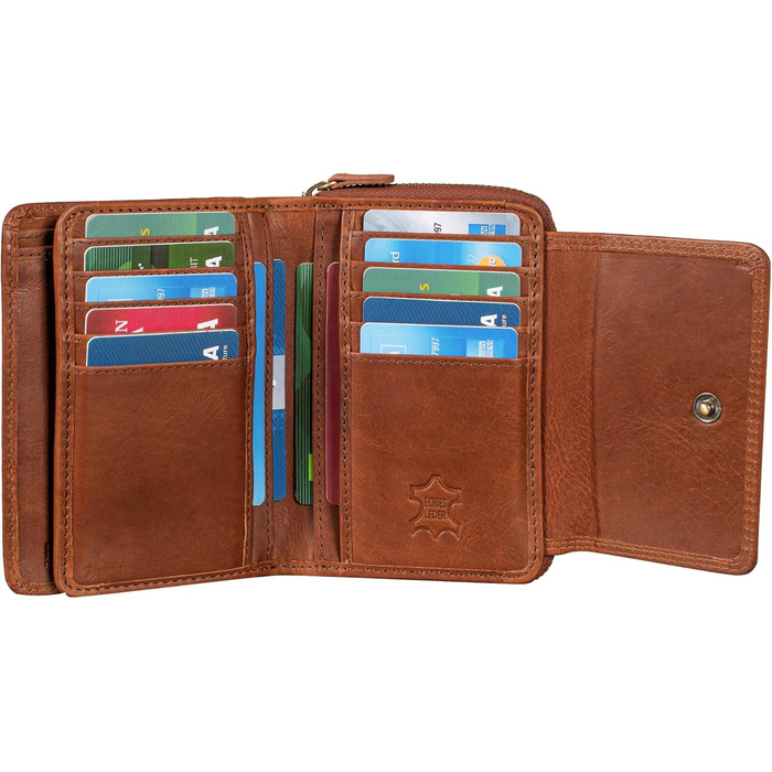 Benthill Women's Wallet Large Genuine Leather - Wallet with RFID Protection - Wallet with Many Card Slots - Women's Purse including Gift Box, Color: Brown
