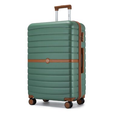 KONO Чемодан-валіза на колесах середнього розміру (66 см) з ABS+PC, двома колесами та кодовим замком. Чорний/Коричневий