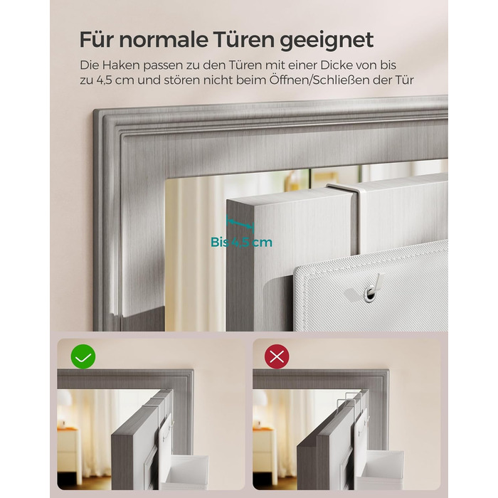 Органайзер для шафи SONGMICS з 4 кишенями, підвісна полиця, органайзер для шафи, підвісне зберігання, органайзер для дверей, спальня, вітальня, 2 x 33,5 x 00 см, RDH04G (1, Хмарний білий)