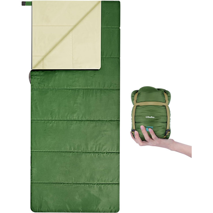 Ohuhu Lightweight Packable Sleeping Bag - Summer Camping Sleeping Bag for Travel, Festivals & Indoor Use (Green)
