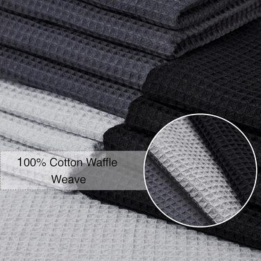 Encasa XO Kitchen Towels and Washcloths made of Cotton | Multicolor 3 | Waffle and Flat Weave Dishcloth | Dish Towel Set | 70x45 cm | Reusable and Quick-Drying 12-Piece Set