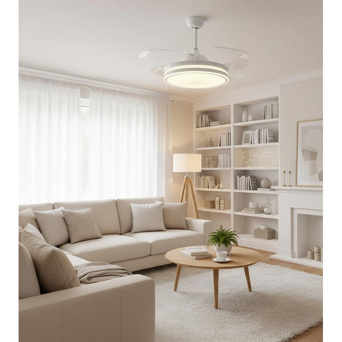 Вентилятор стельовий Bel Air Asgard 108 см з LED, DC-мотор, пульт, 3 режими, білий MINI