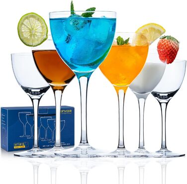 Набір келихів для Мартіні Martini-Gläser 6 шт., 170 мл, кришталь без свинцю, для Мартіні, Манхеттена, Негроні, аперитивів – ефектні келихи для бару в подарунковій упаковці