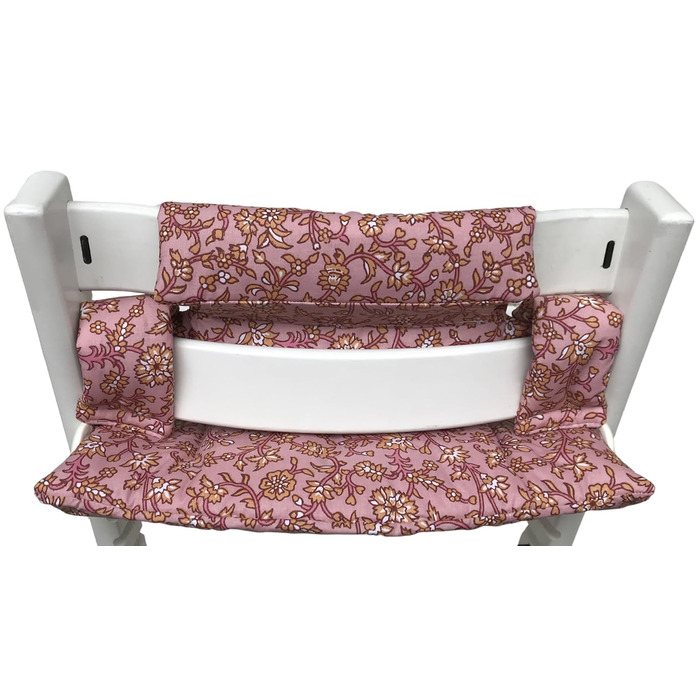 Дитяча подушка LUCCA для стільця Stokke Tripp Trapp, ламінована, легка чистка, джунглі бірюза, жовто-рожеві квіти