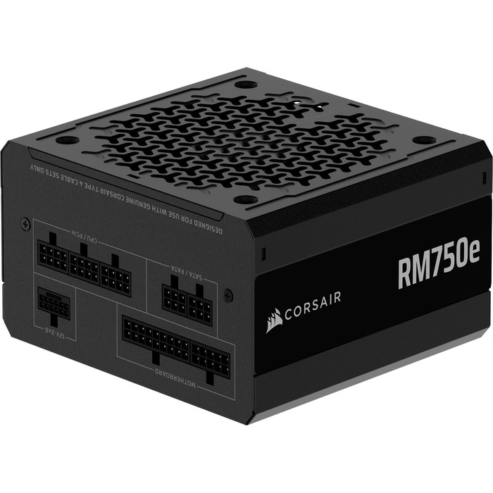 Блок живлення Corsair RM750e (2025) 750W, повністю модульний, ATX 3.1, PCIe 5.1, 12V-2x6, Cybenetics Gold, низький рівень шуму, чорний