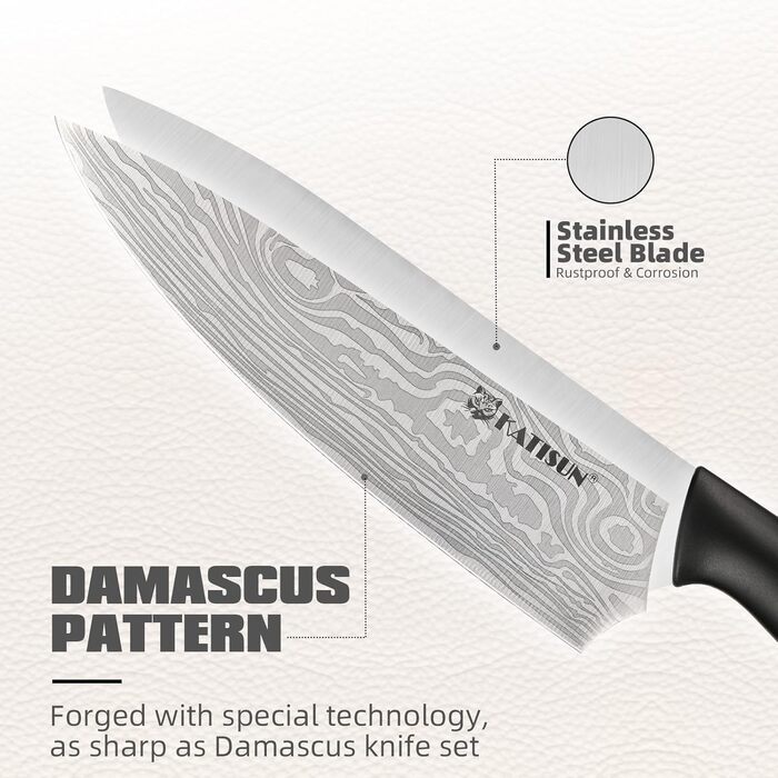 KATISUN 16-Piece Japanese Steel Knife Set with Block - Includes Sharpener, Cutting Board & Kitchen Shears