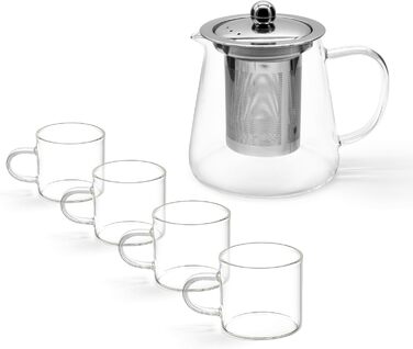 Скляний чайник T24 з ситечком, 1250 мл, з нержавіючої сталі, термостійкий, з захистом від перегріву, для заварювання листового чаю