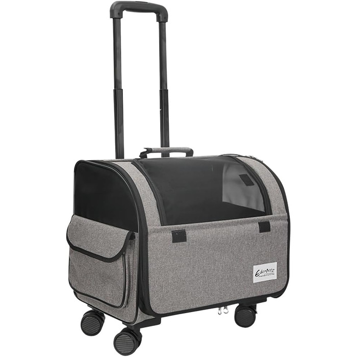 Чемодан для собак та котів Galatée з колесами, переноска для тварин, схвалена авіаперевозниками, складна переноска з дихаючою сіткою, візок для домашніх тварин (білий/сірий)