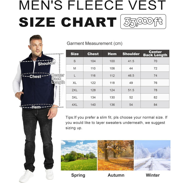 Чоловіча флісова жилетка 33,000ft з капюшоном та кишенями, темно-синій (M)