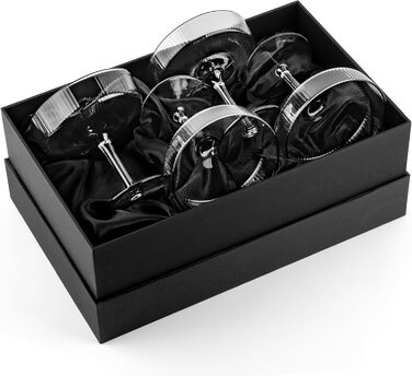 GLASSIQUE CADEAU Набір келихів для коктейлів та шампанського, 4 шт, 200 мл, Art Deco, кришталь, димчасто-сірий