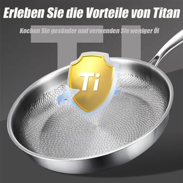 Сковорода Kovali Titan з нержавіючої сталі, 28 см, з кришкою, антипригарне покриття, кухонний посуд преміум-якості