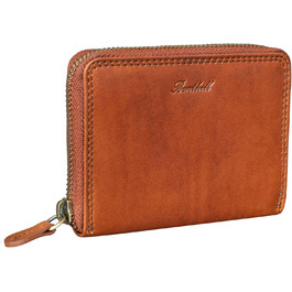 Benthill Wallet Women's Small Genuine Leather | Wallet with RFID Protection | Slim Flat Card Wallet with Zipper & 6 Card Slots, Color: Brown