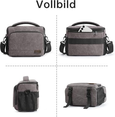 Сумка для камери S-ZONE: водонепроникна фотосумка для DSLR/SLR з кріпленням для штатива та аксесуарами (сіра)