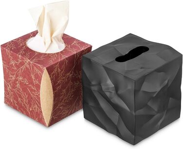 Essey Cosmetic Tissue Box Wipy Cube I, square tissue box dispenser, design tissue box, black, 13x13x13 cm