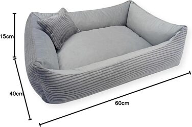 4L Textil М'яке ліжко-гніздечко для котів та собак, гніздо-лежанка, кошик для котів, лежанка для собак, для цуценят, сірий (60x40 см), 60 x 40 x 15 см
