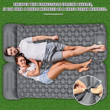 Надувна туристична матрац Isomatte з самонадуванням, водовідштовхувальна, з насосом та подушкою, сірий колір. Підходить для кемпінгу, походів, риболовлі та подорожей.