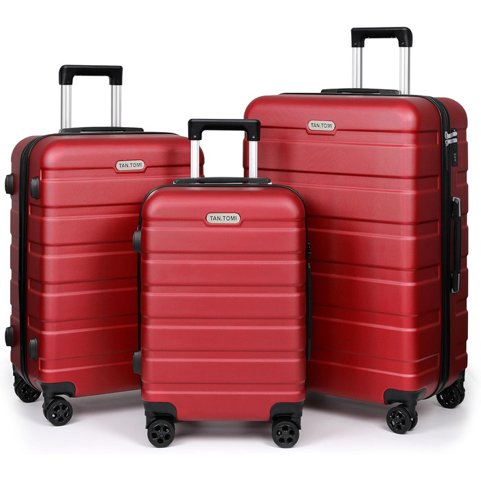 Набір валіз TANTOMI 3 шт., ABS, з колесами, 20/24/28 дюймів, червоний колір