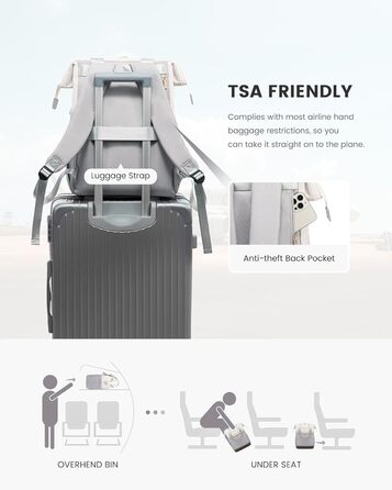 Стильний рюкзак LOVEVOOK для жінок: місткий, водонепроникний, для ноутбука 15.6/17.3 дюймів, ідеальний для роботи, навчання, подорожей (бежевий & світло-сірий)