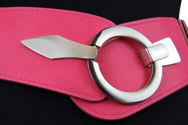 Жіночий еластичний пояс на талію Vanessa & Melissa, рожевий, 80 см (для талії 85-105 см), ширина 6 см, срібна пряжка