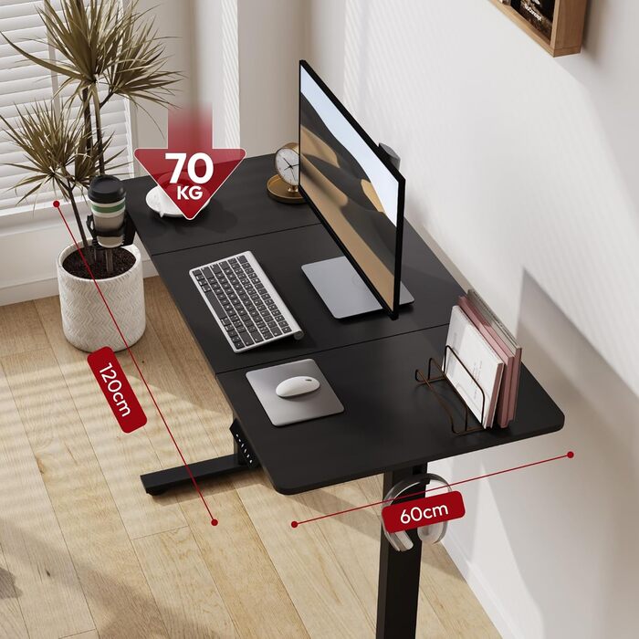 SANODESK Electric Standing Desk with Memory - 120x60cm White & Black