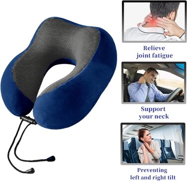 Подушка для шиї Poligono для подорожей: м'яка, комфортна, з піною з пам'яті, компактна, блакитна