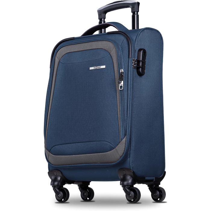 Чемодан NOWI Korfu Weichschaen Troey - середній м'який, 50 літрів, 4 колеса та відділення для взуття | Чемодан для подорожей для жінок та чоловіків (NOWI, синій)
