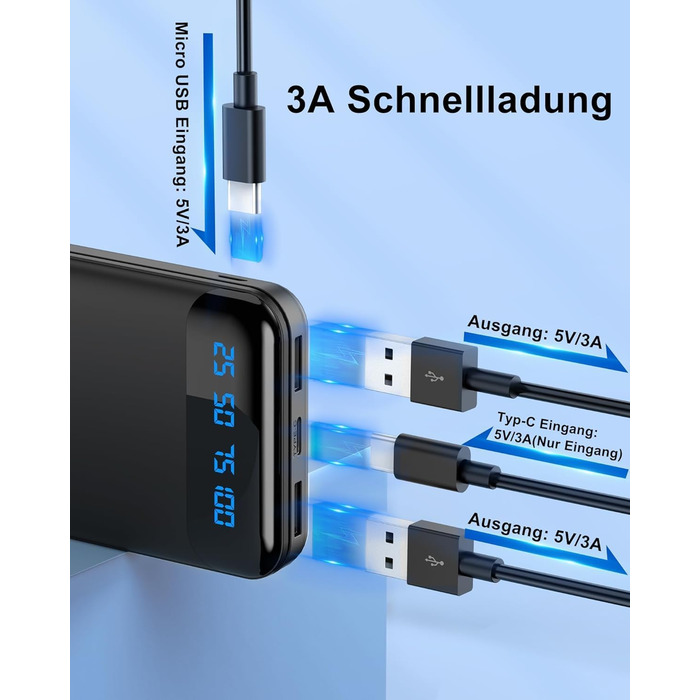 Enerwow Power Bank 2 шт. 16000mAh: портативний зарядний пристрій з LCD дисплеєм для iPhone 15/14/13/12 Pro Max та смартфонів (чорний/білий)