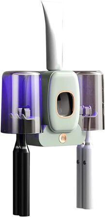 УФ-дезінфектор для зубних щіток з підставкою на стіну, стерилізатор, сушарка, розумний (світло-зелений)