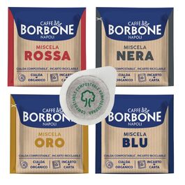 Кава в пружних подушках (pads) Caffé Borbone 4 x 50 шт, 44 мм: асорті (чорна, синя, червона, золота)