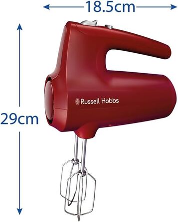 Міксер Russell Hobbs Desire Red 350W з 5 швидкостями та пульсатором, 2 насадки, червоний
