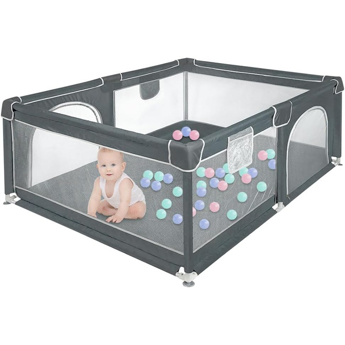 Льотний вольєр для цуценят з дверцятами, вольєр для цуценят або маленьких собак, міцний загін з товстого полотна та сітки з нейлону, висока зносостійкість, можна прати в пральній машині, для використання в приміщенні та на вулиці, 180 x 120 x 66 см – світло-сірий (120 x 160 x 66 см - темно-сірий)