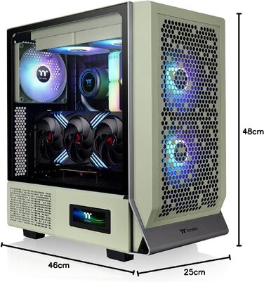 Корпус Thermaltake Ceres 300 TG ARGB Snow Mid-Tower ATX/E-ATX, 3x140мм вентилятори, загартоване скло, підтримка 360мм радіатора, Matcha Green