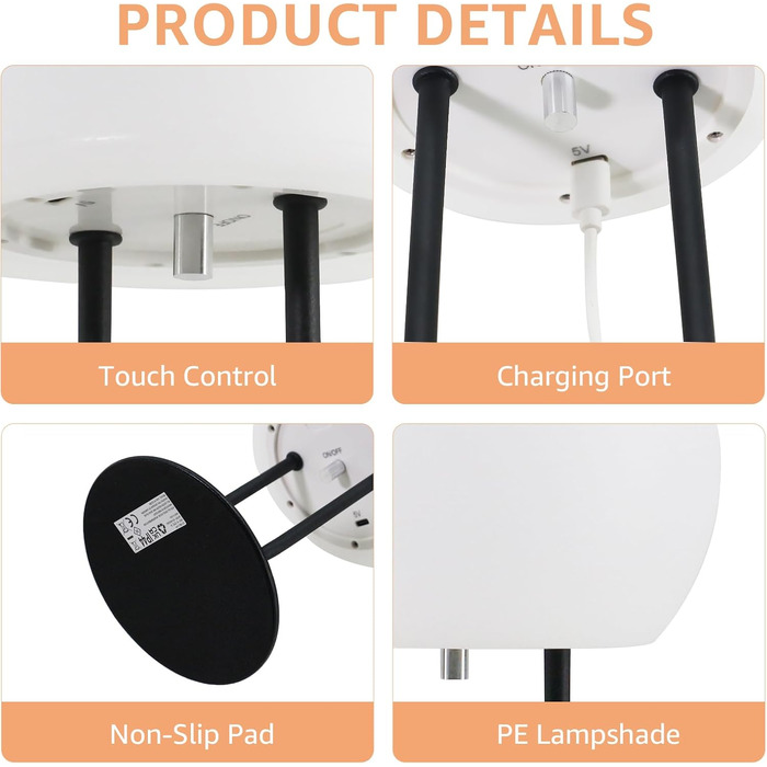 MALUX Акумуляторна настільна лампа LED, водонепроникна IP44, портативна, з димером, 3 режими світла, USB-C, для дому та вулиці