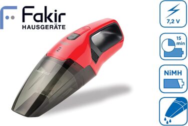 Пилосос ручний Fakir AS 1072 LNT акумуляторний червоний, для сухого та вологого прибирання, з насадкою для авто та тримачем