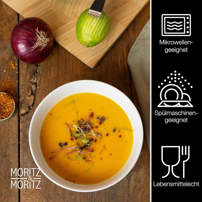 Набір салатників Moritz & Moritz BASIC, 6 шт. - діаметр 14 см, об'єм 500 мл - з якісного порцеляну, білий - для супів, салатів, десертів, мюслі