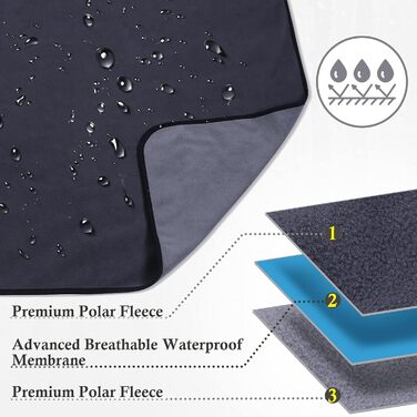 Водонепроникний коврик для собак PETTOM 152x127 см, м'який коврик для великих та маленьких собак, захисний коврик для дивана, ліжка, автокрісла, меблів - прання до 30°C (L, Сірий)