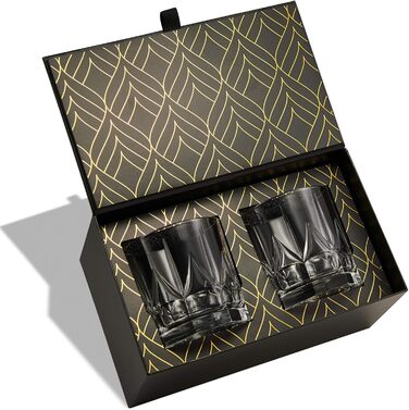 Склянки для віскі Crystal Imperial з екологічного скла, набір 2 шт (355 мл) – ідеально для скотчу, бурбону та коктейлям Old Fashioned. Подарункова коробка з золотим декором.