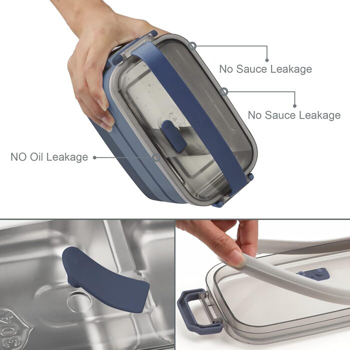 Ланчбокс Brotdose 3-ярусний для дорослих, 2200 мл, бенто-бокс з посудом, 3 відділення, BPA Free, для мікрохвильової печі, бежевий, 19.5 x 11.2 x 15 см