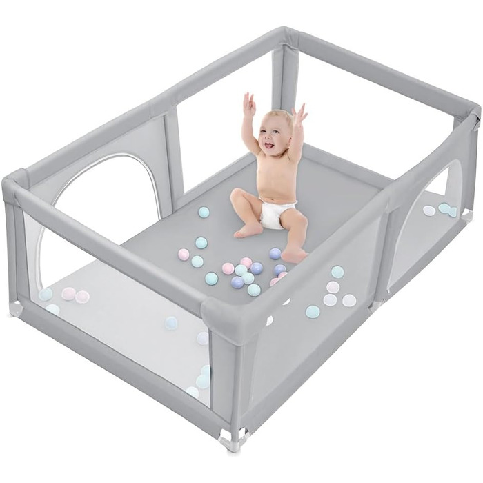 Лягувачка для цуценят з дверцятами, 180 x 120 x 66 см, сірий колір. Міцна, з нейлону, для собак та цуценят, легко миється.