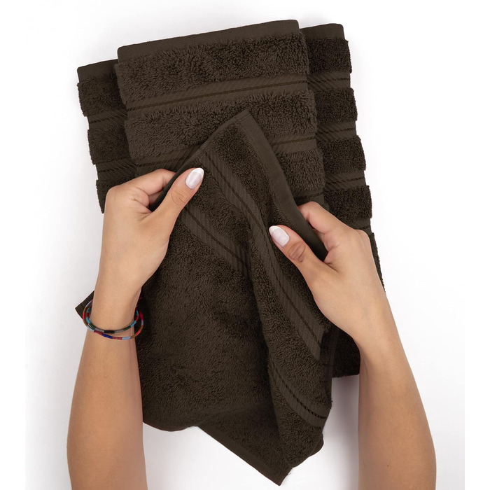 Набір розкішних рушників American Soft Linen з преміум турецької бавовни, готельна серія, 6 предметів, шоколадний коричневий