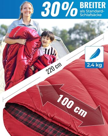 KingCamp XXL 3-Season Sleeping Bag - Oversized Adult Sleeping Bag for Camping, Backpacking, Hiking, Indoor & Outdoor Use - Thick & Warm