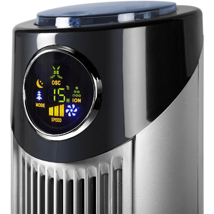 Турбовентилятор Orbegozo TWM 1015 з пульта дистанційного керування, 3 режими, LED дисплей, таймер, 3 швидкості, тихий, поворот 80°, 45W, сірий/чорний (89 см.)