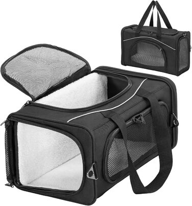 Транспортна сумка Petsfit для котів та собак | Авіапереліт, автомобіль, поїзд | Чорний, Small