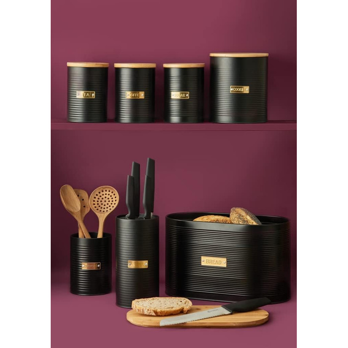 Контейнер для кави TYPHOON OTTO 1,4 л з бамбуковим кришками та силіконовим ущільнювачем, декорований, для кавових зерен, меленої кави та кавових подушечок